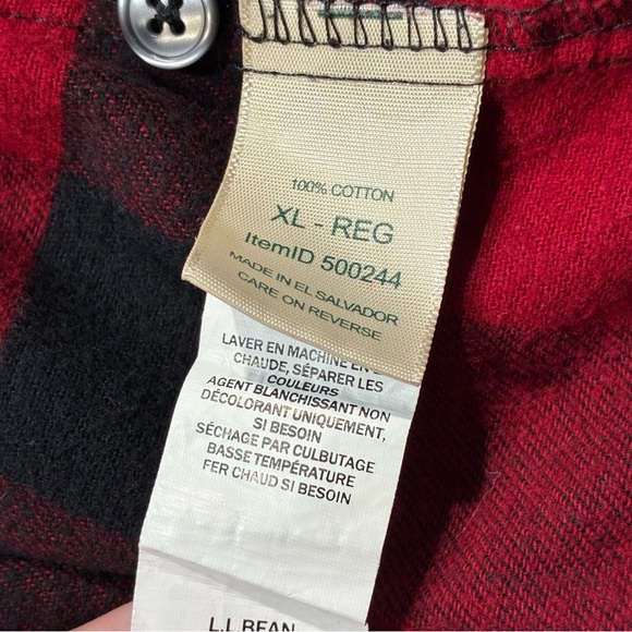 L.L. Bean Flannel Pajamas Men’s Buffalo Check Red Navy Blue XL - Picture 6 of 7